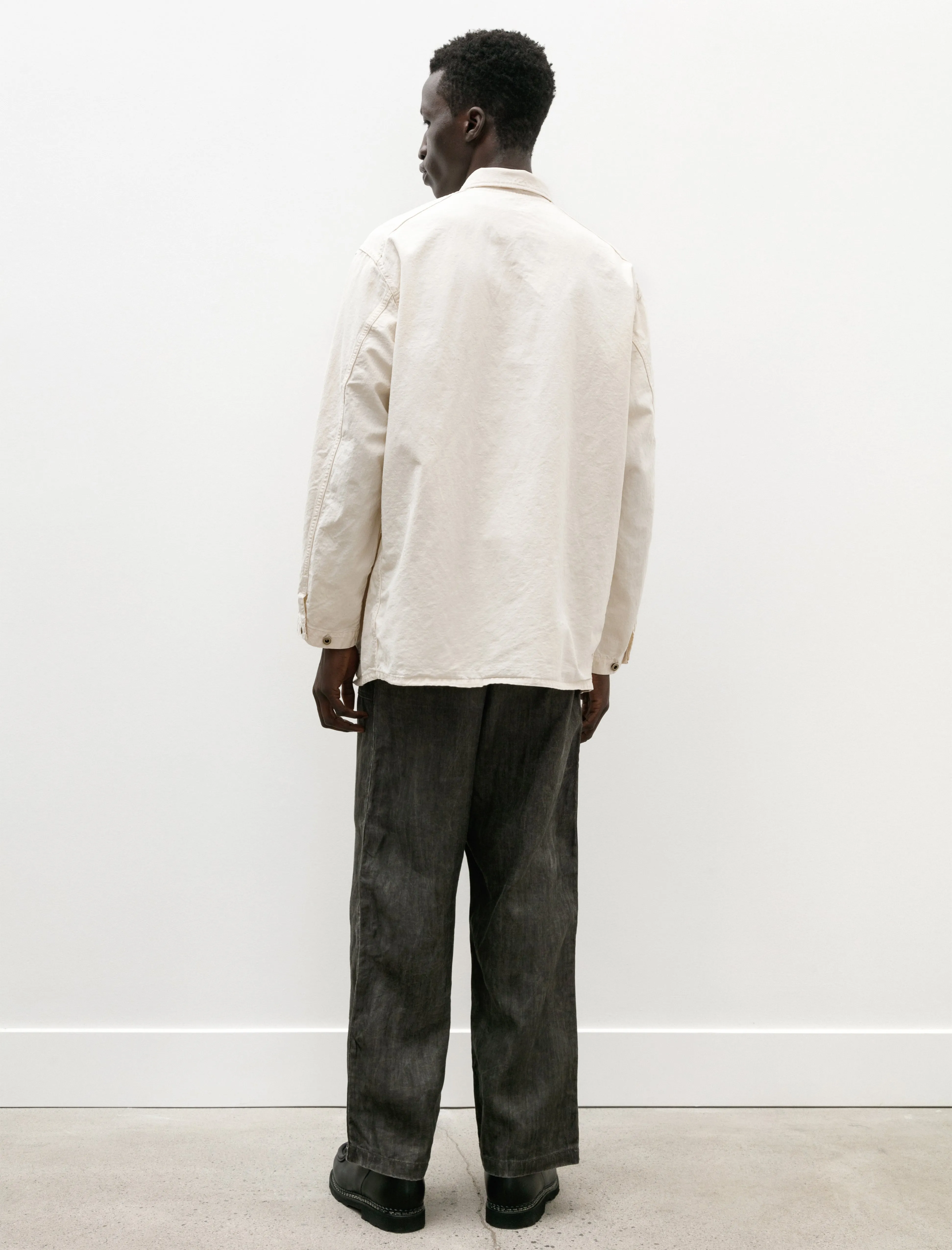 Sumi Dyed Linen Summer Fatigue Pants Charcoal