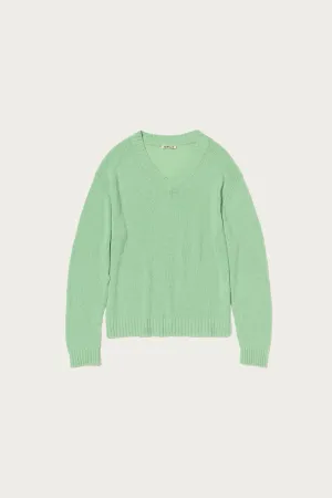 Summer Cashmere Knit V-Neck P/O - Light Green