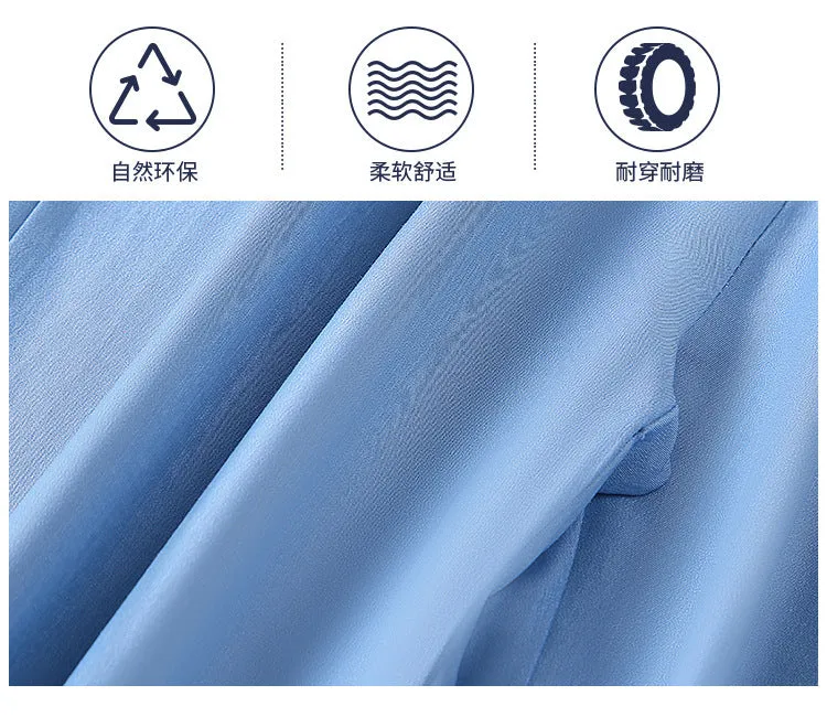 Summer Denim Wide Leg Pants Women Drape Straight Ice Silk Loose Thin Casual Pants