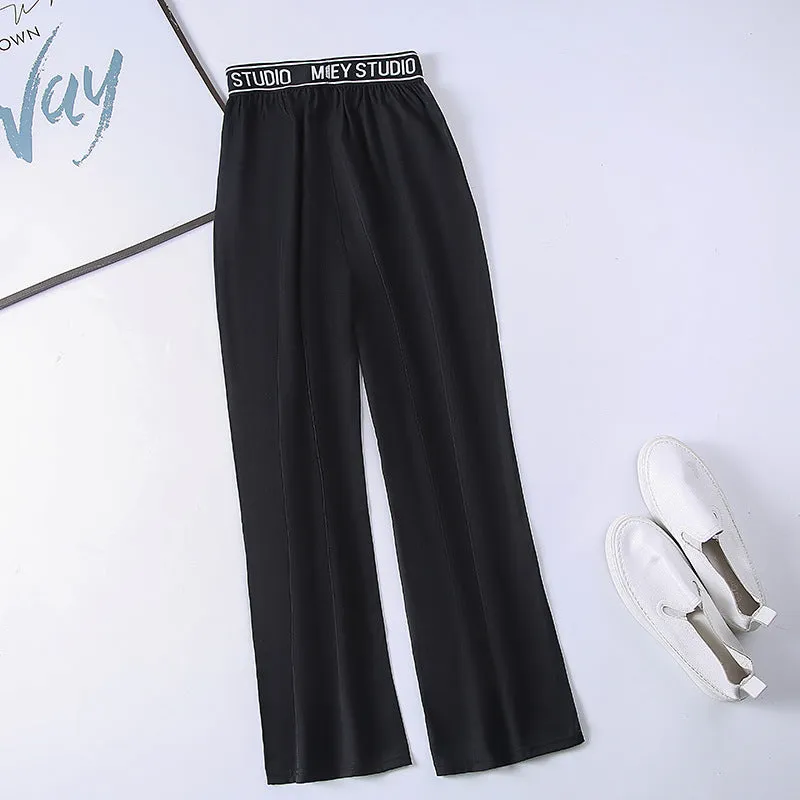 Summer Denim Wide Leg Pants Women Drape Straight Ice Silk Loose Thin Casual Pants