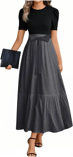 Summer Dresses for Women 2025 Elegant Classy Short Sleeve Wedding Guest Dress Work Wrap Empire Waist A Line Sundress