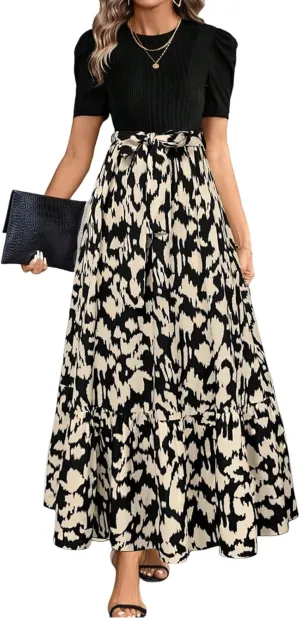 Summer Dresses for Women 2025 Empire Waist Wrap Floral Print High Waist Fashion Elegant Tea Party Dresses