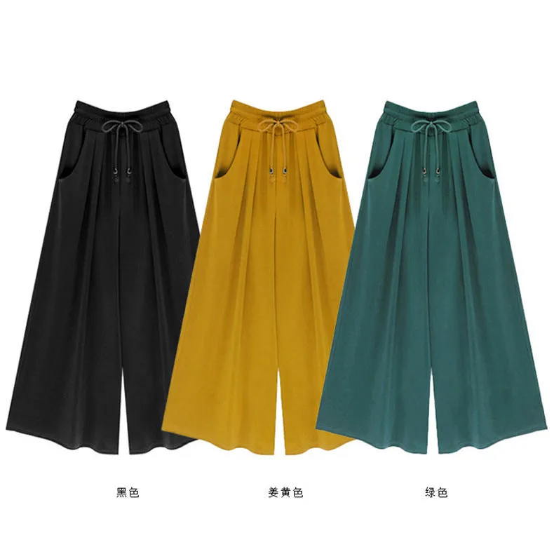 Summer Women Pants Europe Popular Plus Size All-Matching Loose Wide Leg Pants
