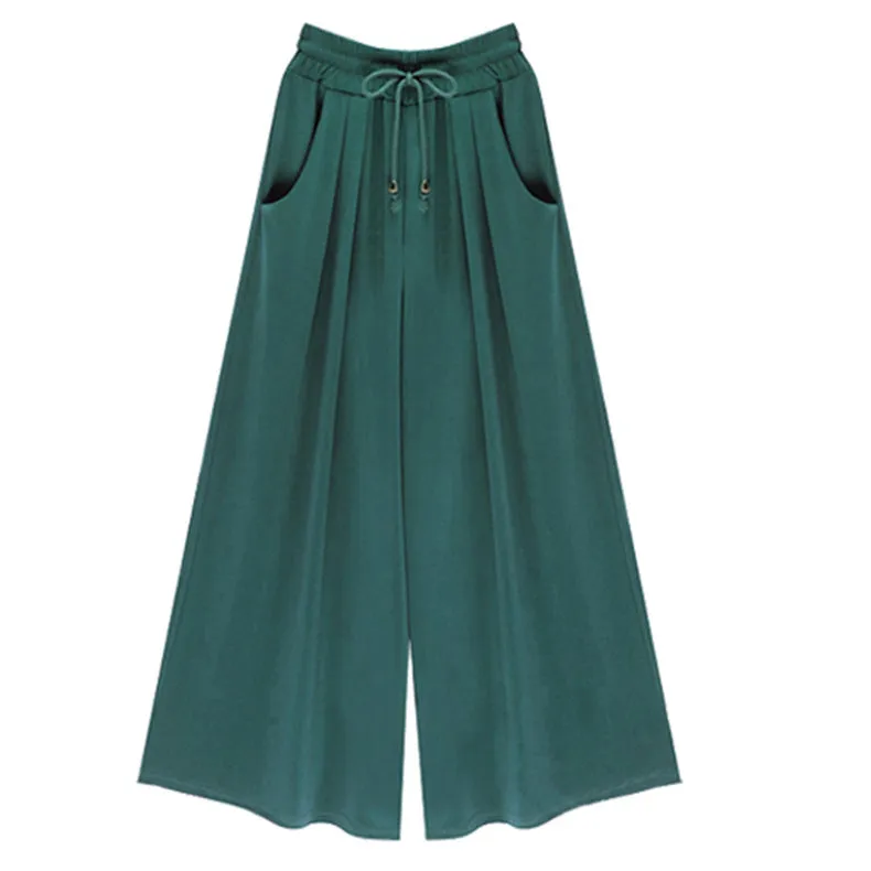 Summer Women Pants Europe Popular Plus Size All-Matching Loose Wide Leg Pants