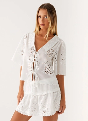 Summer Escape Embroidered Mini Skirt - White Summer Escape Embroidered Mini Skirt - White