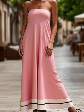 Summer Sexy Tube Top Printed Swing Dress ??Strapless Casual Dress Summer Sexy Tube Top Printed Swing Dress ??Strapless Casual Dress