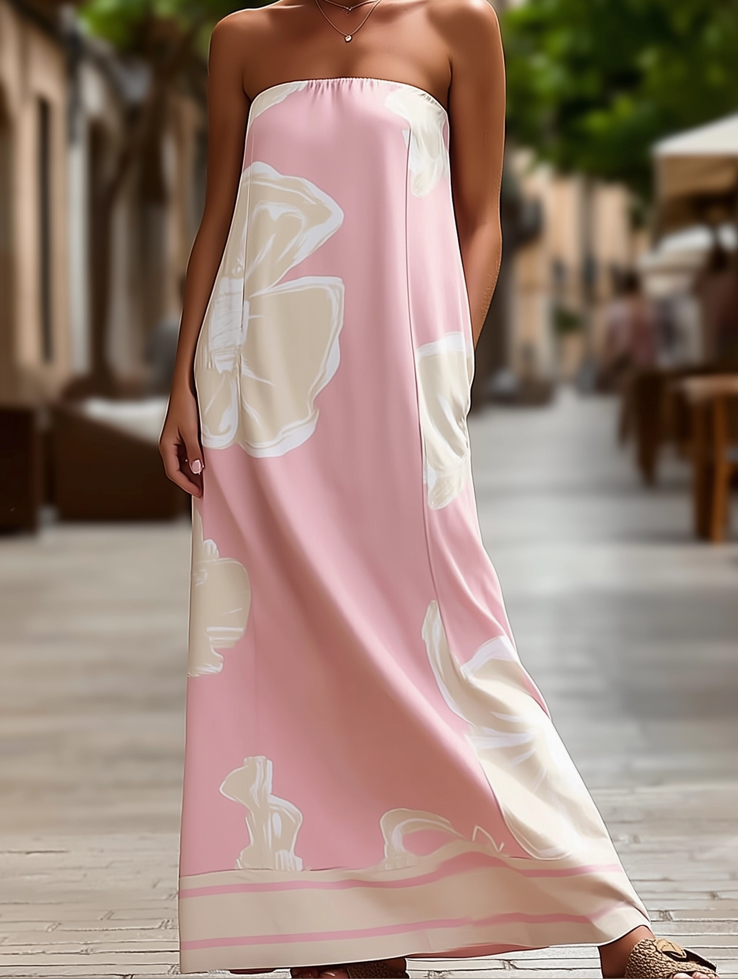 Summer Sexy Tube Top Printed Swing Dress ??Strapless Casual Dress