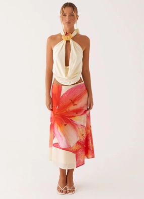 Summertime Midi Skirt - Yellow Floral Summertime Midi Skirt - Yellow Floral