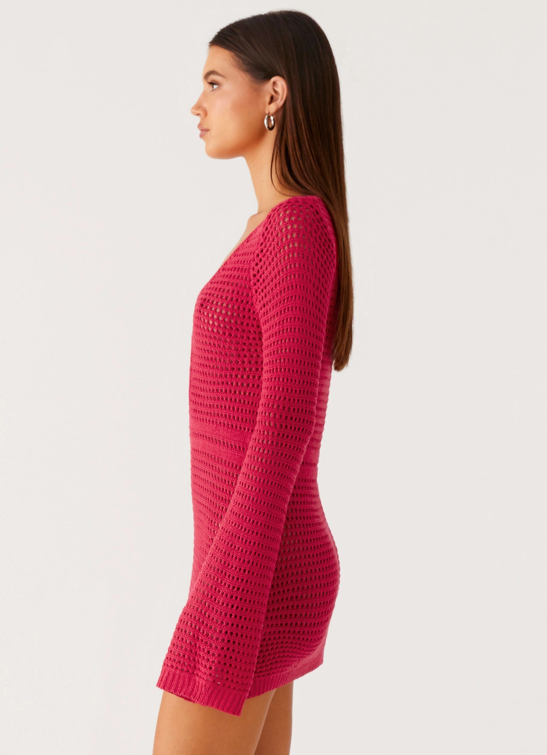 Sunriser Crochet Mini Dress - Pink