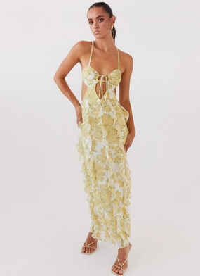 Sunset Kisses Ruffle Maxi Dress - Daffodil Sunset Kisses Ruffle Maxi Dress - Daffodil