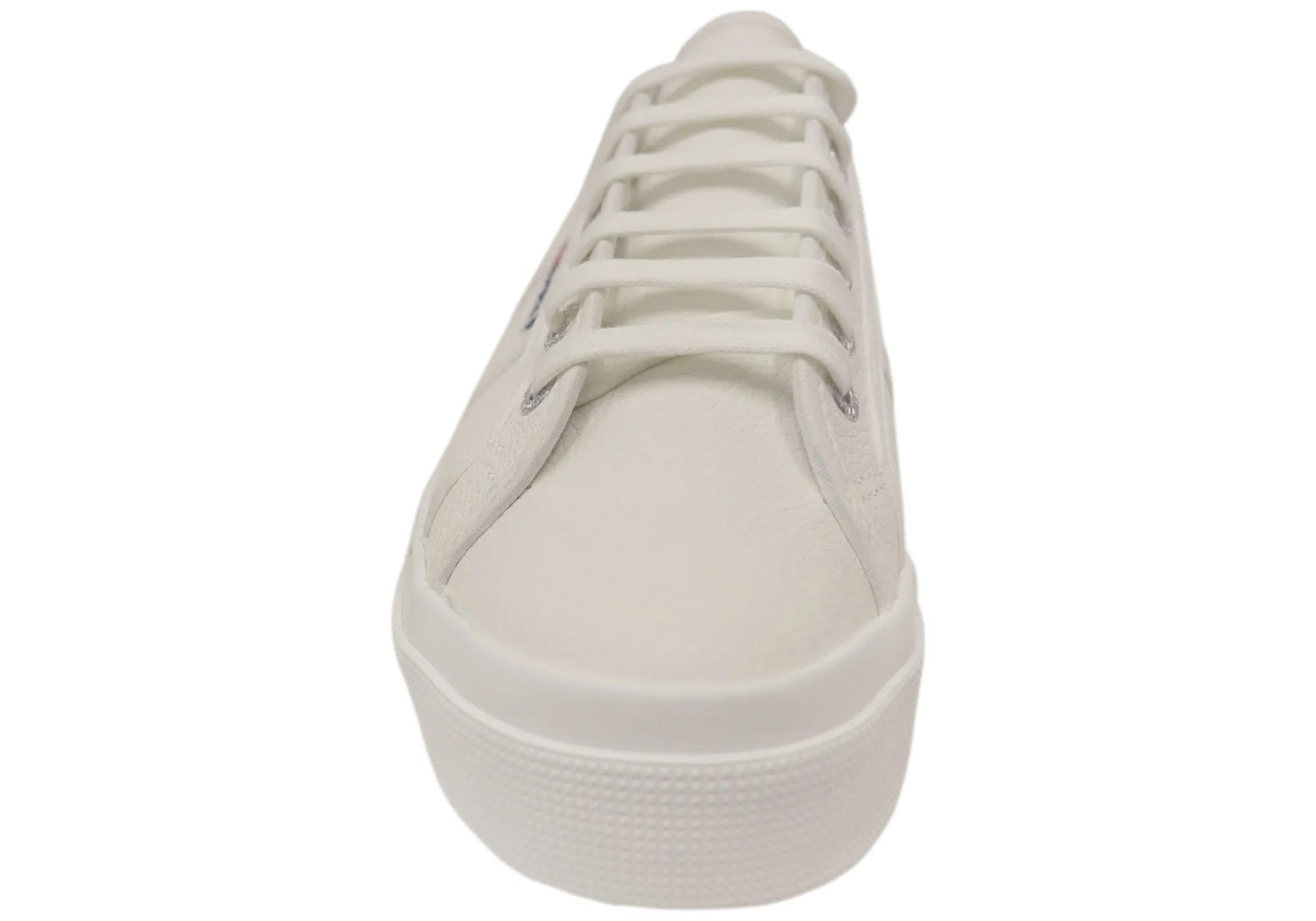 Superga Womens 2740 Platform Tumbled Leather Lace Up Shoes