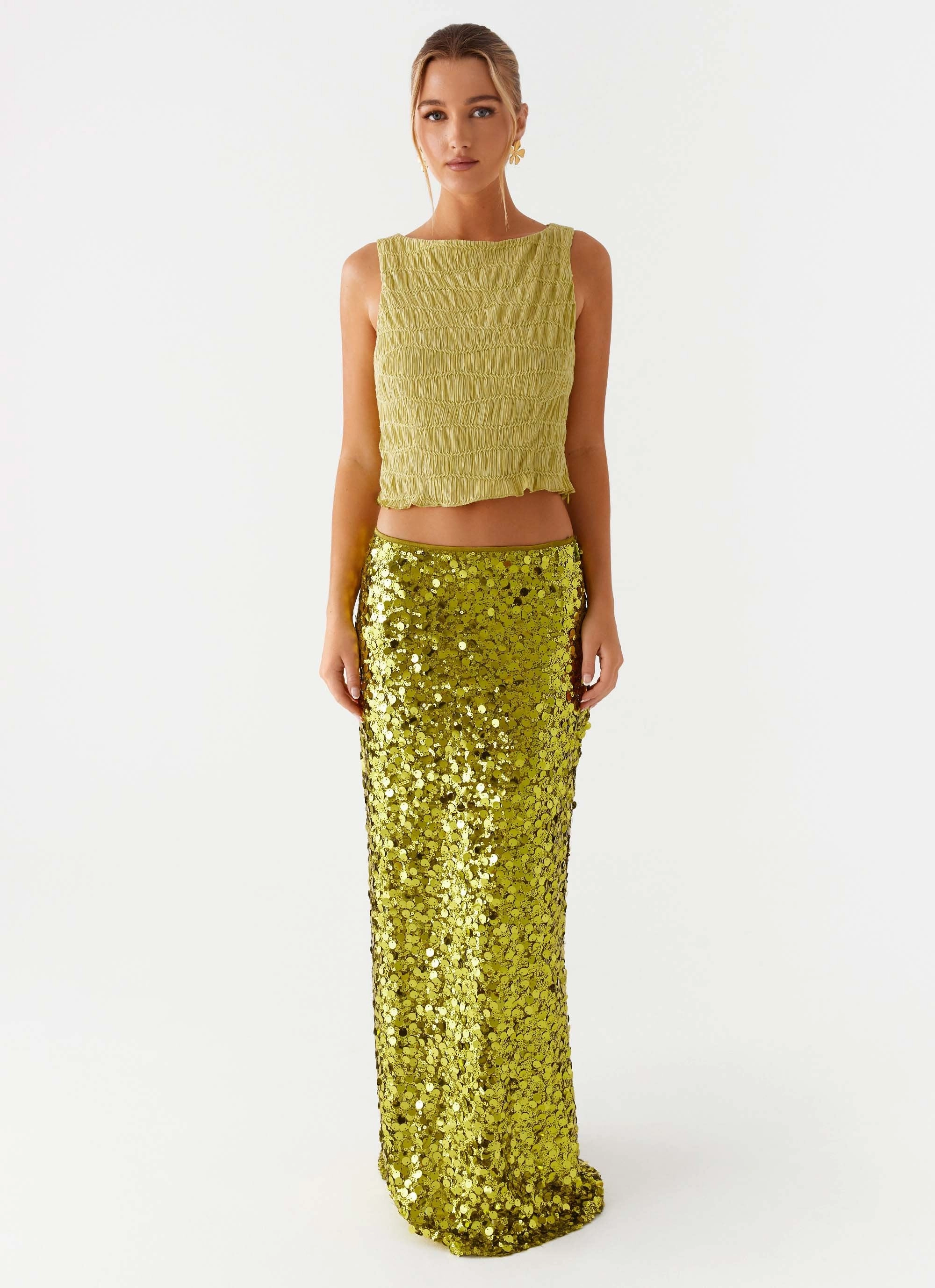 Supernova Boat Neck Top - Lime