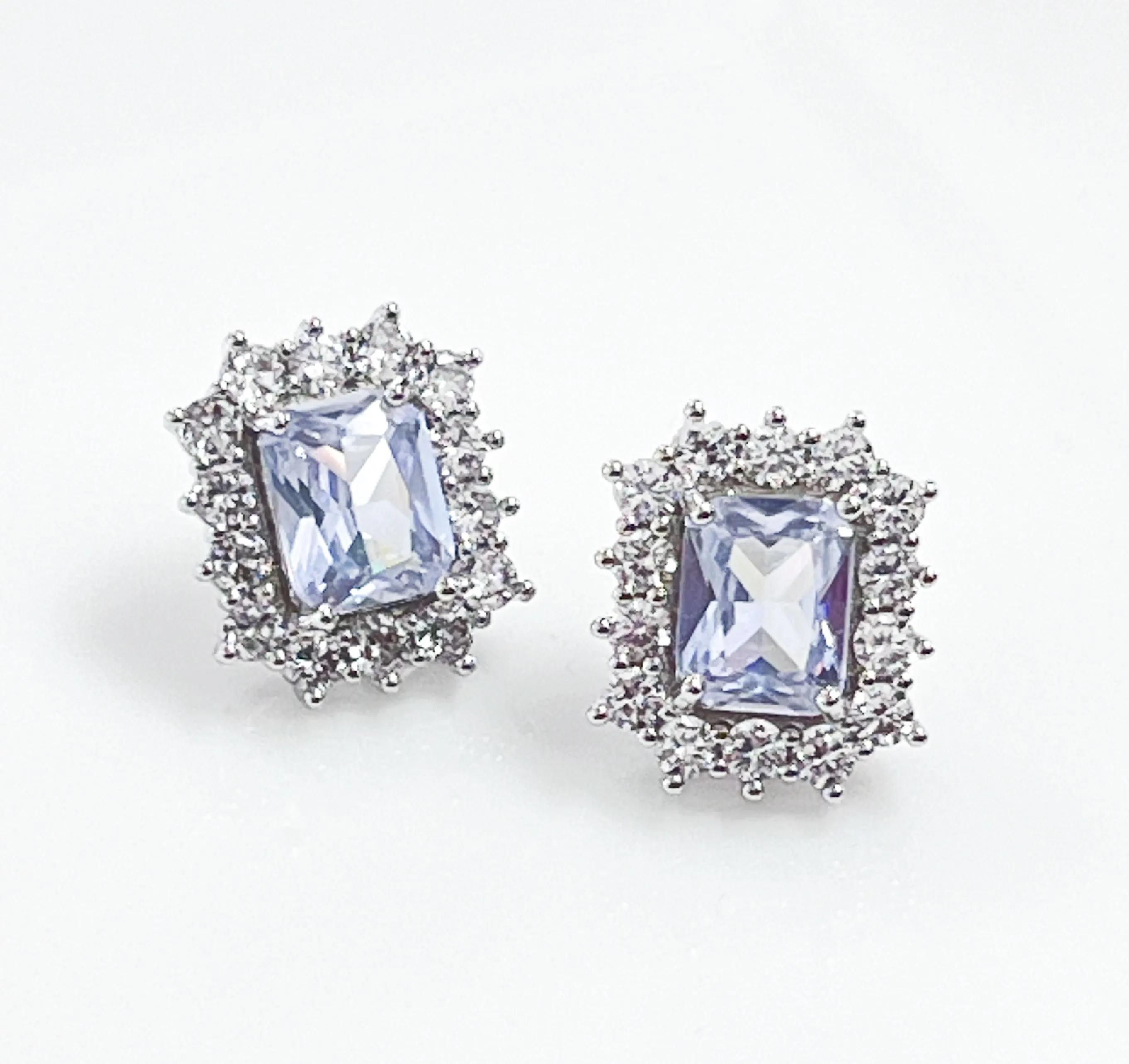 Suzette - Rhinestone Stud Earrings (Light Grey)