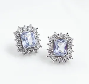Suzette - Rhinestone Stud Earrings (Light Grey)