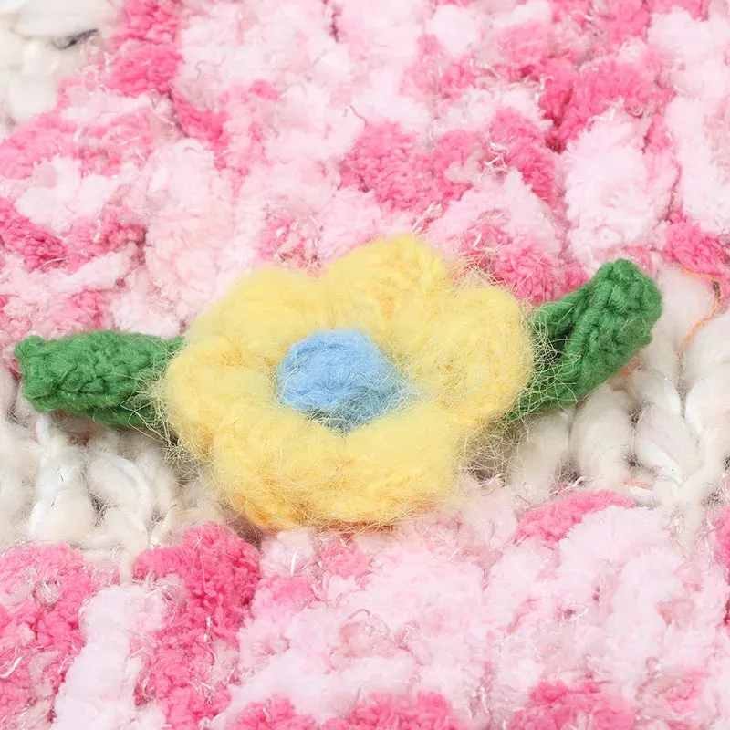 Sweet Floral Hand Crochet Chunky Cardigan