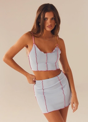 Sweet Lovin Knit Mini Skirt - Baby Blue Sweet Lovin Knit Mini Skirt - Baby Blue