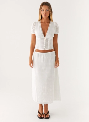 Sweet Lullaby Button Up Shirt - White Sweet Lullaby Button Up Shirt - White