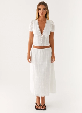Sweet Lullaby Midi Skirt - White Sweet Lullaby Midi Skirt - White