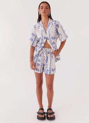 Sweet Relief Linen Oversized Shirt - Floral Wave Sweet Relief Linen Oversized Shirt - Floral Wave