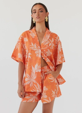 Sweet Relief Oversized Linen Shirt - Tropic Sunset Sweet Relief Oversized Linen Shirt - Tropic Sunset