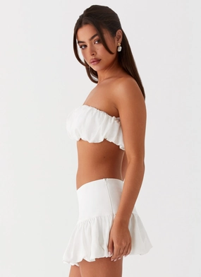 Sweet Thing Bubble Crop Top - White Sweet Thing Bubble Crop Top - White