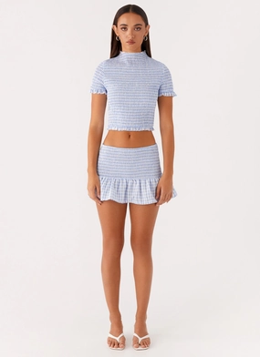 Sweetest Pie Mini Skirt - Baby Blue Gingham Sweetest Pie Mini Skirt - Baby Blue Gingham