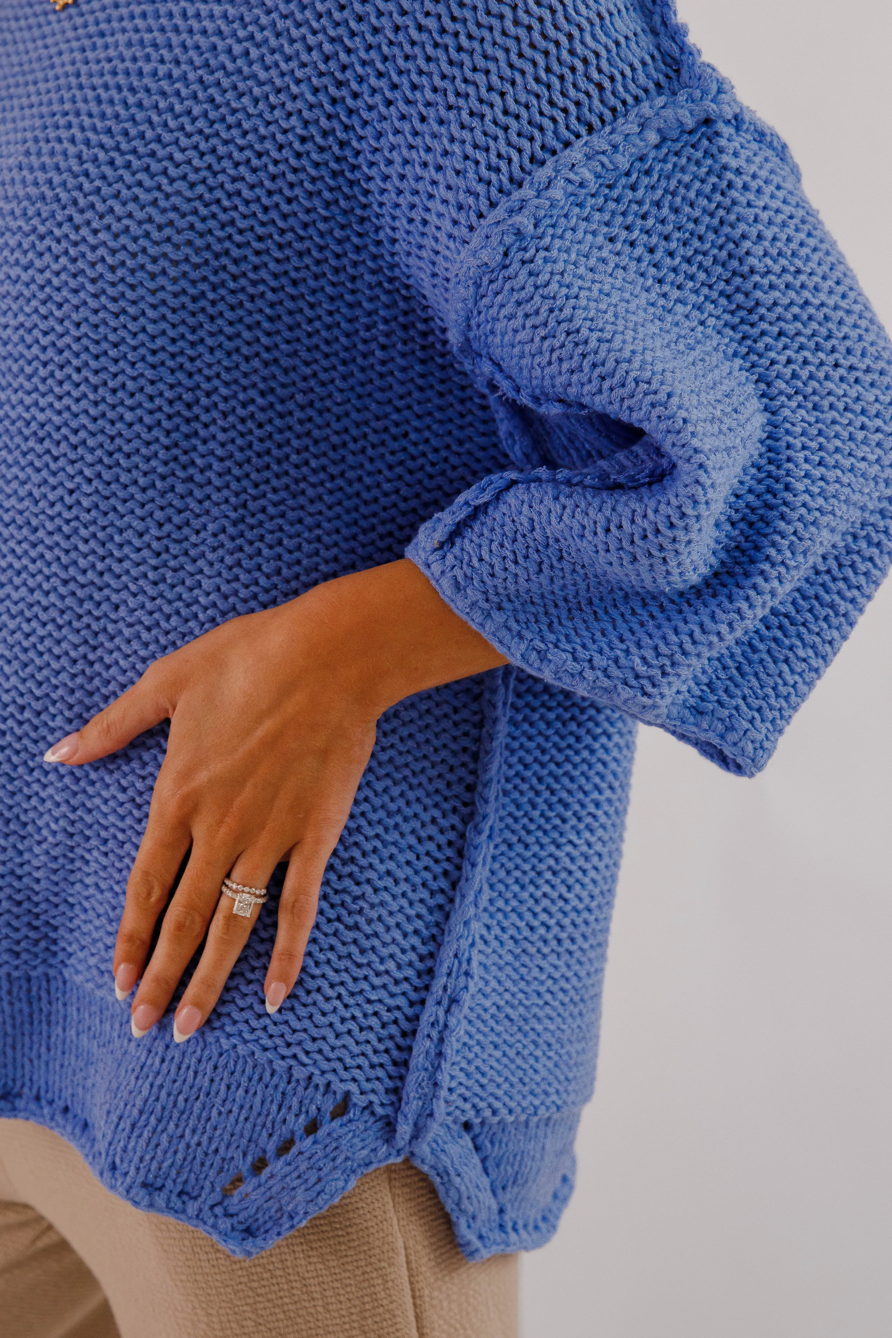 Switch In The Weather Sweater-Blue