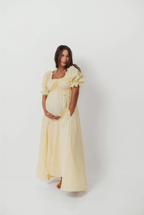 Sydnee Cotton Maxi Dress in Butter Yellow - Bump Friendly Sydnee Cotton Maxi Dress in Butter Yellow - Bump Friendly