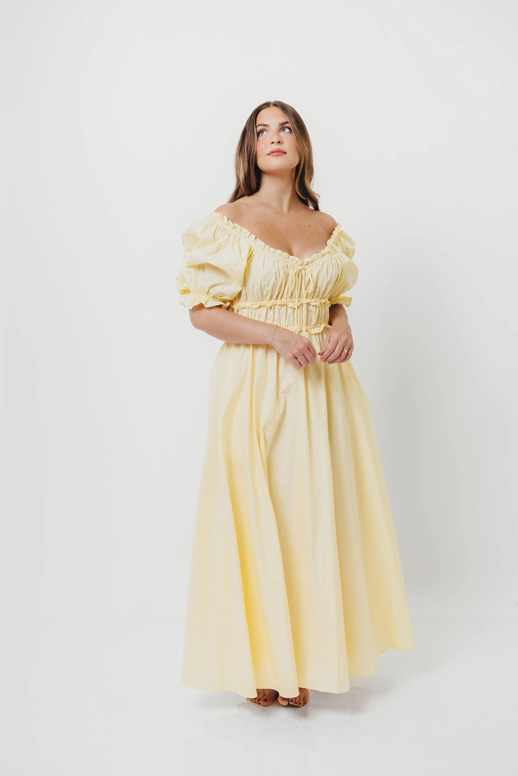 Sydnee Cotton Maxi Dress in Butter Yellow - Bump Friendly