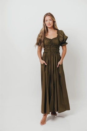 Sydnee Cotton Maxi Dress in Dusty Olive - Bump Friendly Sydnee Cotton Maxi Dress in Dusty Olive - Bump Friendly