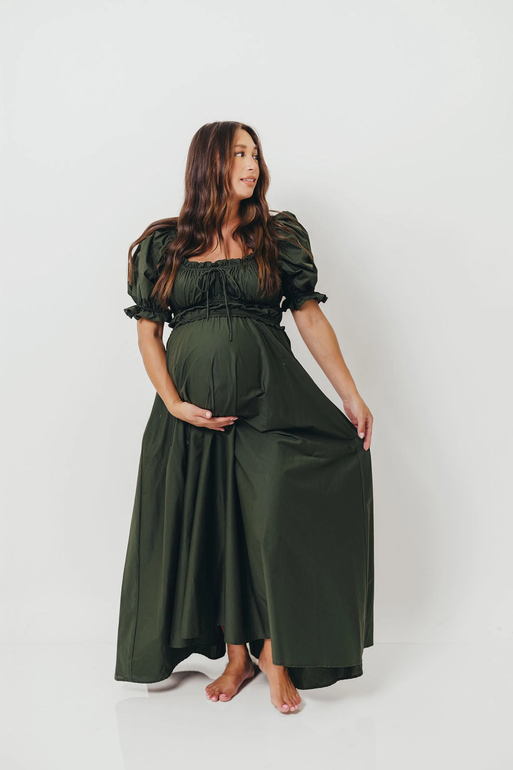 Sydnee Cotton Maxi Dress in Evergreen - Bump Friendly - Restocking in Nov
