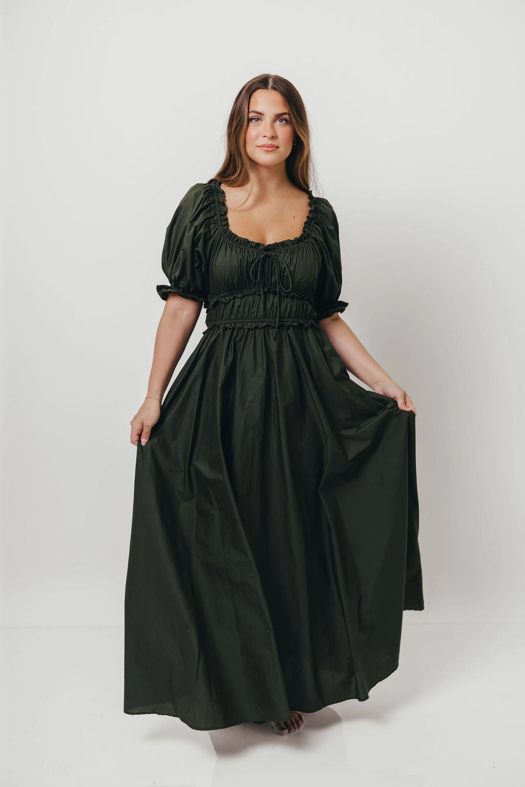 Sydnee Cotton Maxi Dress in Evergreen - Bump Friendly - Restocking in Nov