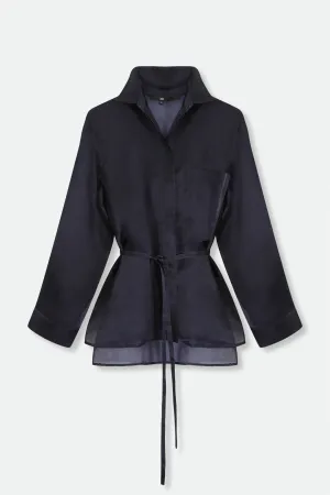 SYDNEY SILK ORGANZA TIE POCKET BLOUSE MIDNIGHT NAVY SYDNEY SILK ORGANZA TIE POCKET BLOUSE MIDNIGHT NAVY