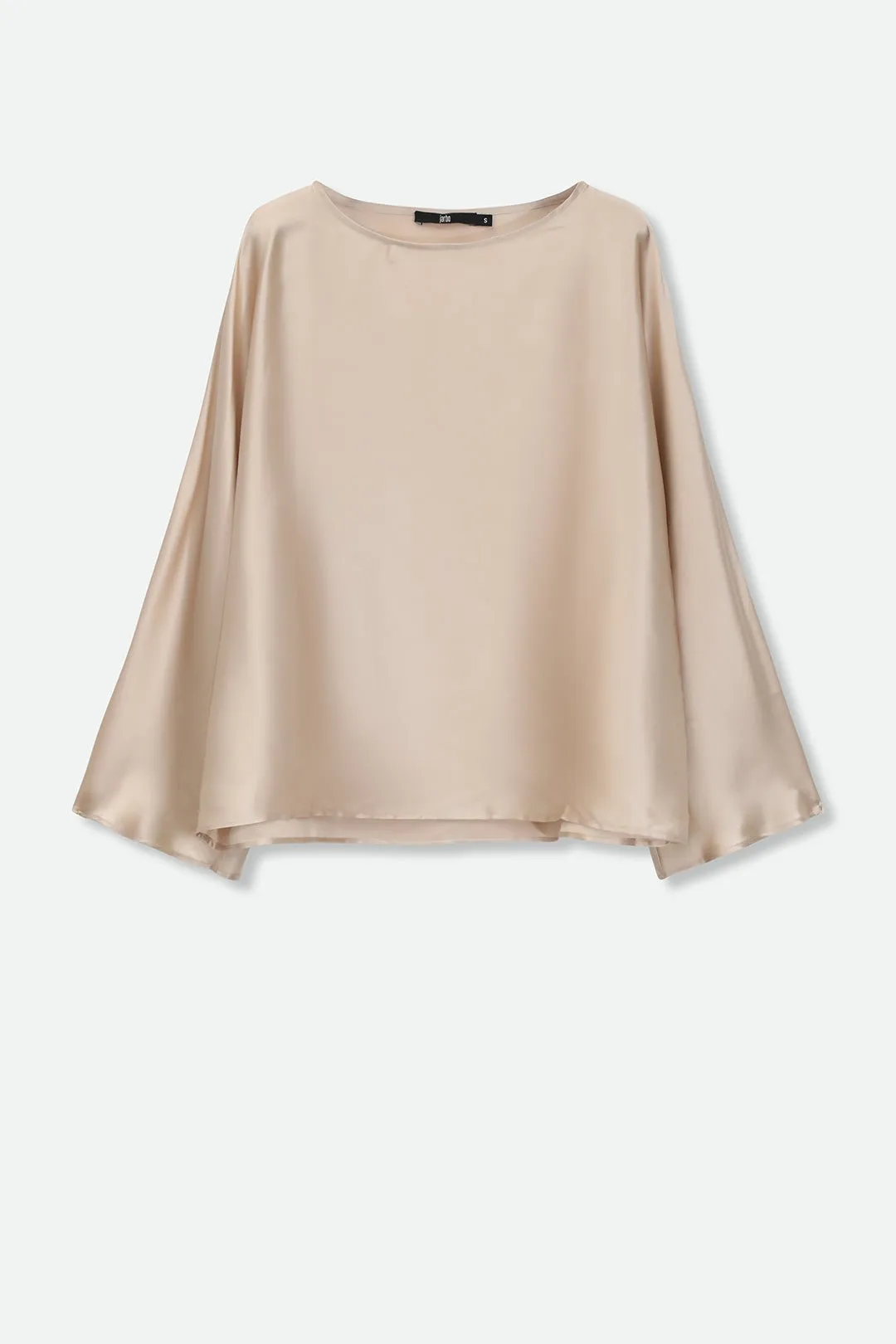 SYLVIE BRACELET SLEEVE BLOUSE IN SILK CHARMEUSE CHAMPAGNE BEIGE