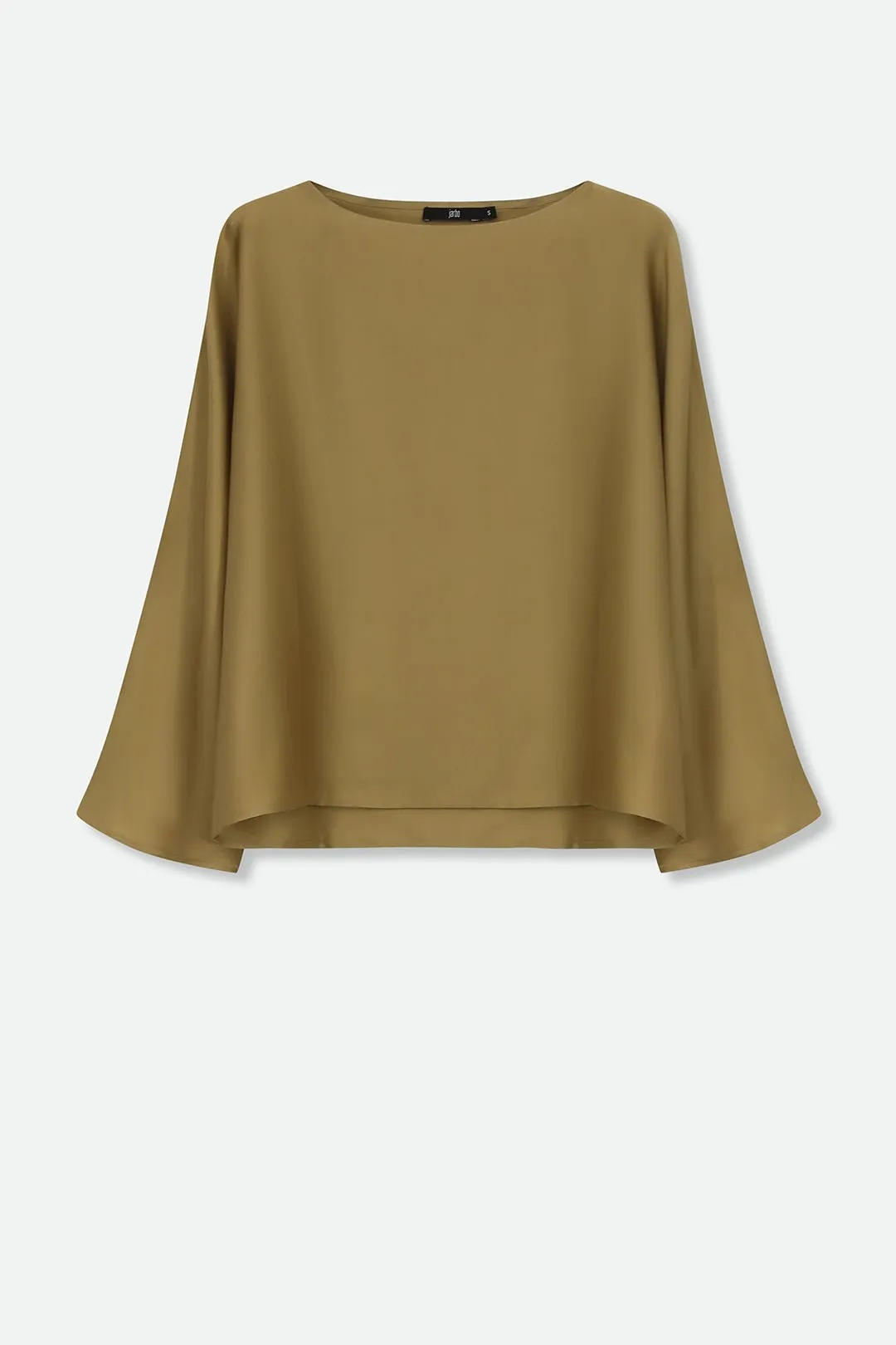 SYLVIE BRACELET SLEEVE BLOUSE IN STRETCH SILK CHARMEUSE IN GOLD