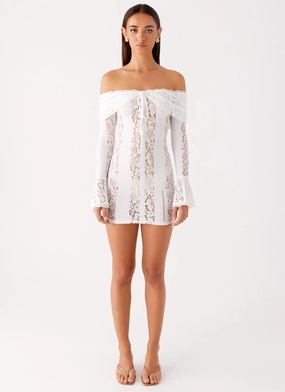Syvanna Lace Mini Dress - White Syvanna Lace Mini Dress - White