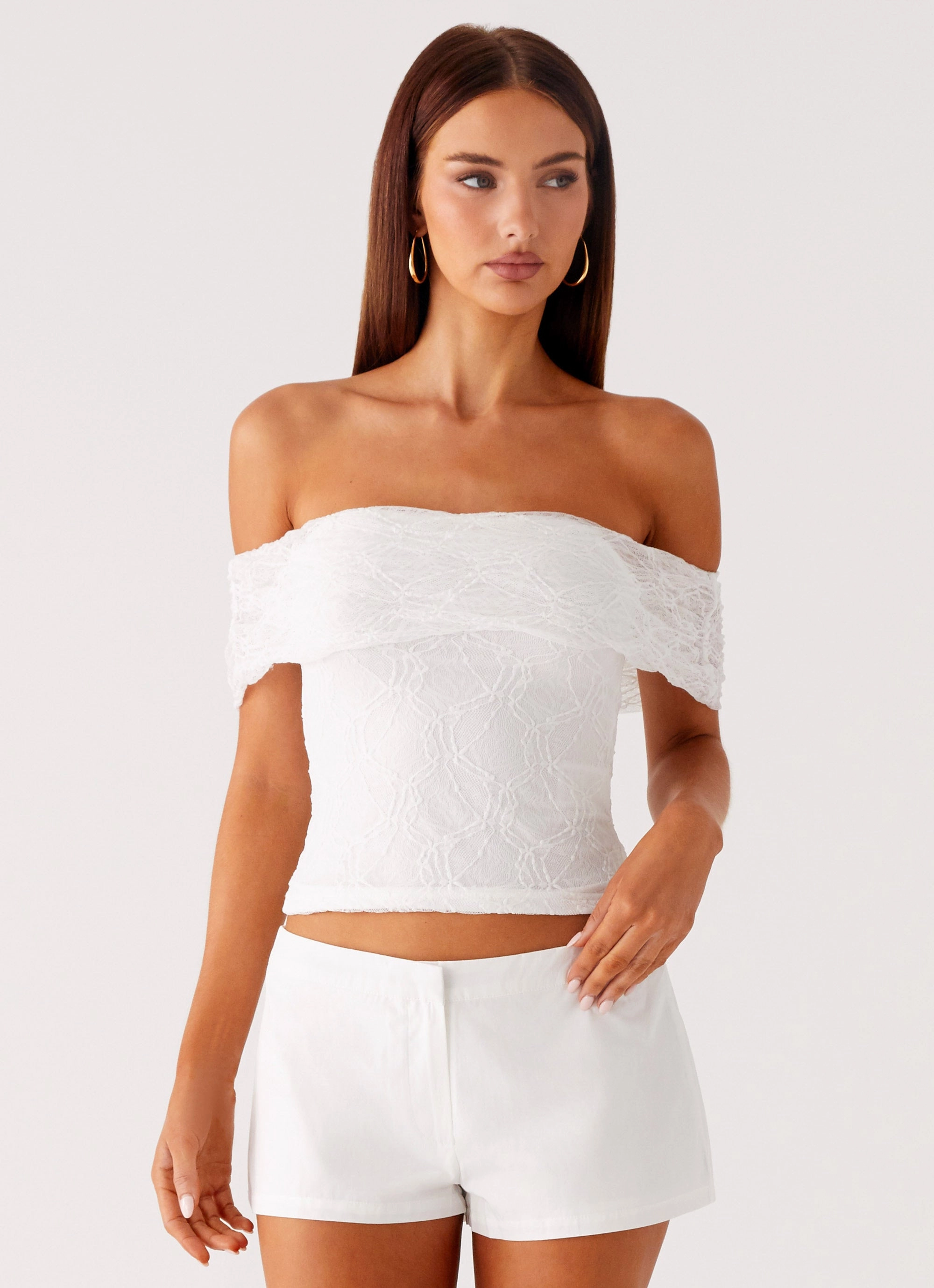 Tabby Off Shoulder Top - White
