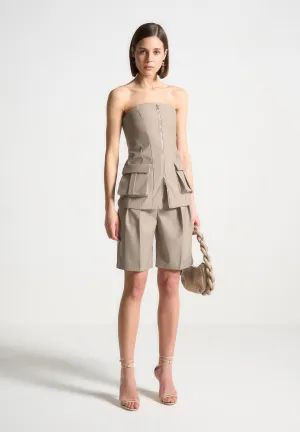 Tailored City Shorts - Taupe