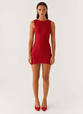 Take Five Summer Knit Mini Dress - Red Take Five Summer Knit Mini Dress - Red
