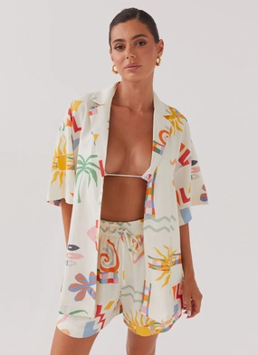 Tallulah Linen Oversized Shirt - Summer Palm Tallulah Linen Oversized Shirt - Summer Palm