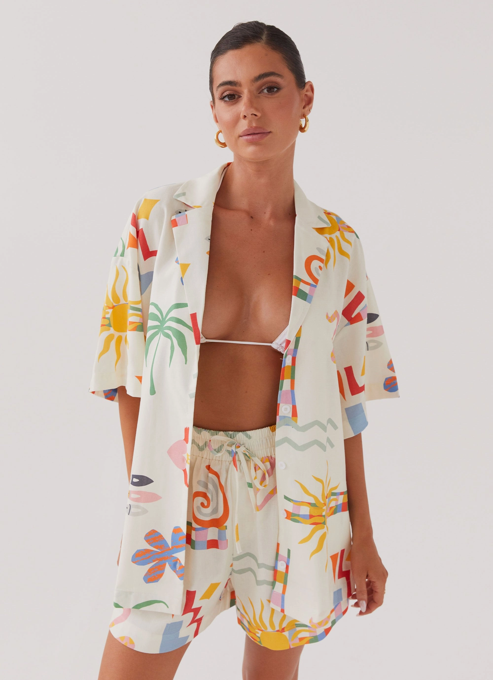 Tallulah Linen Shorts - Summer Palm