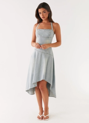 Tanisha Denim Midi Dress - Washed Blue Tanisha Denim Midi Dress - Washed Blue