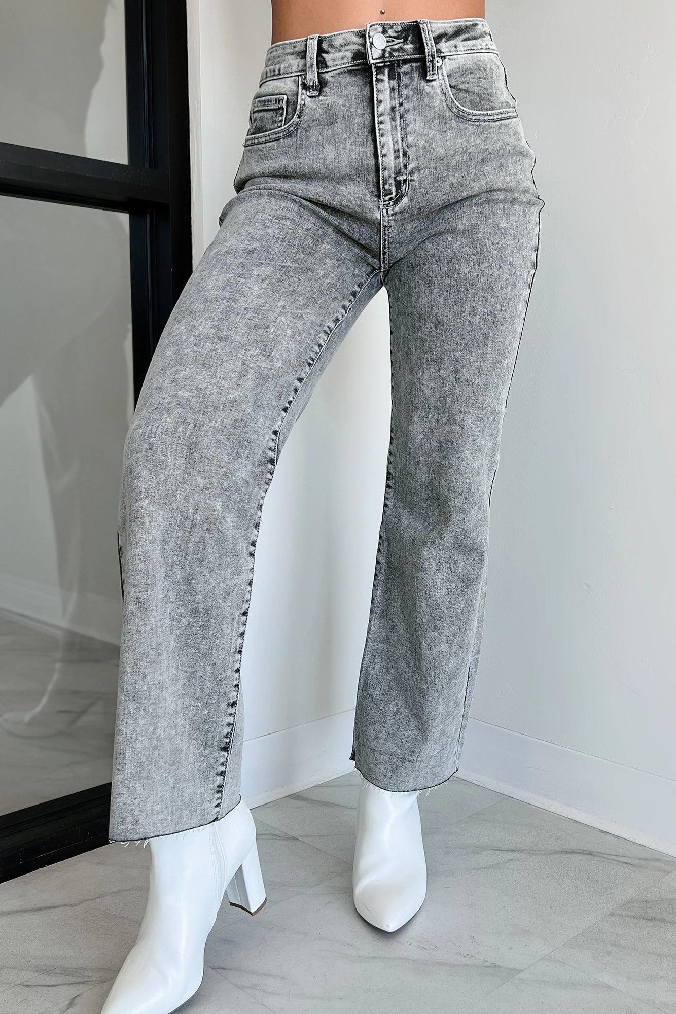 Tannis High Rise Wide Leg Sneak Peek Jeans (Light Acid)