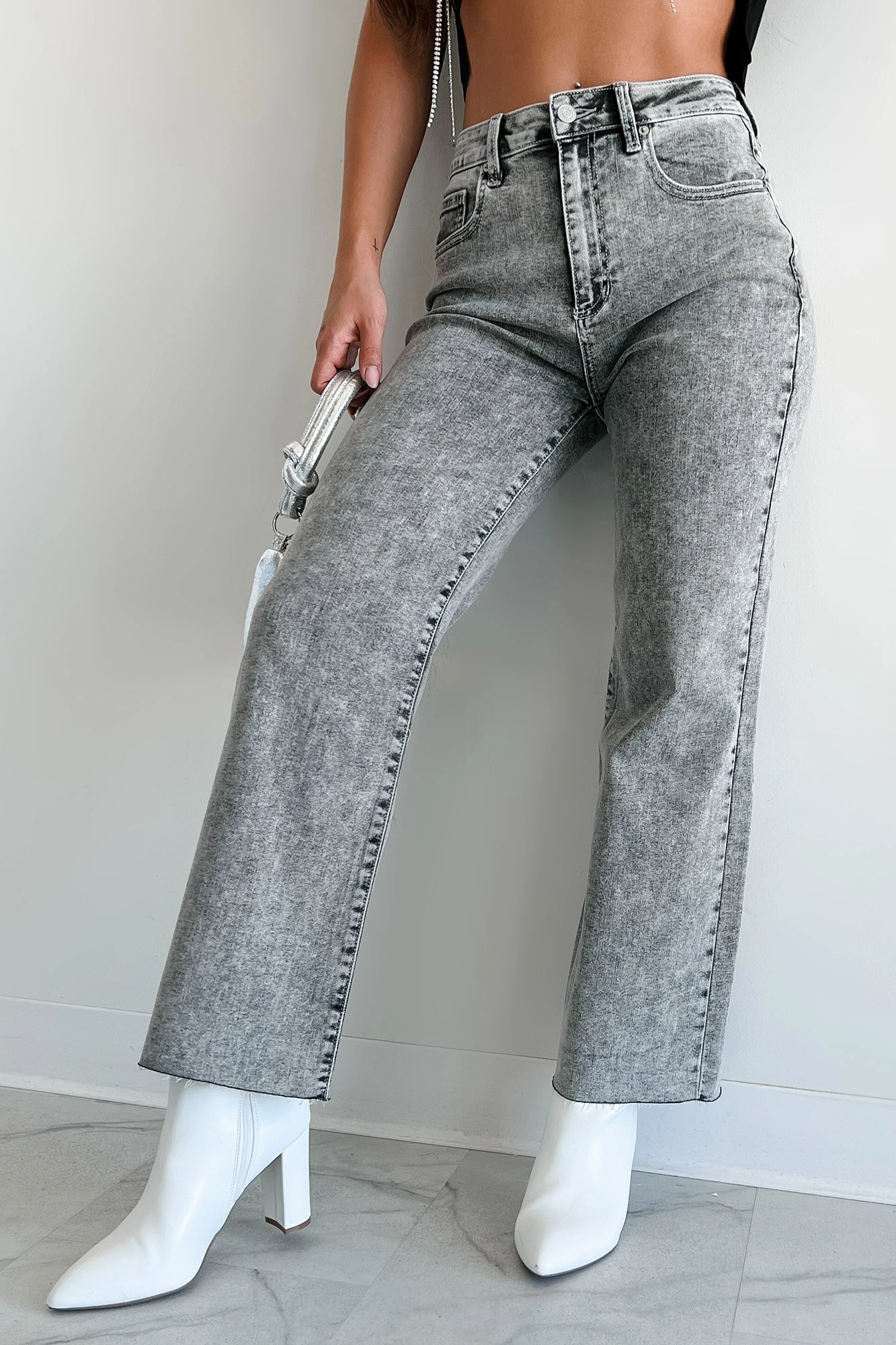 Tannis High Rise Wide Leg Sneak Peek Jeans (Light Acid)