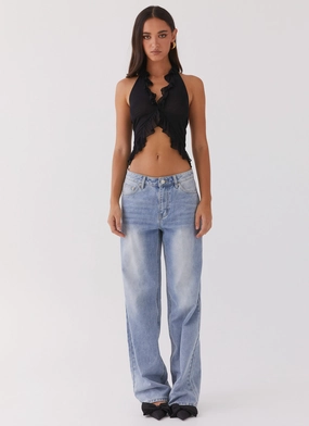 Tanya Mesh Frill Top - Black Tanya Mesh Frill Top - Black