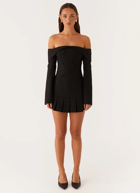 Tarlisha Off Shoulder Long Sleeve Mini Dress - Black Tarlisha Off Shoulder Long Sleeve Mini Dress - Black