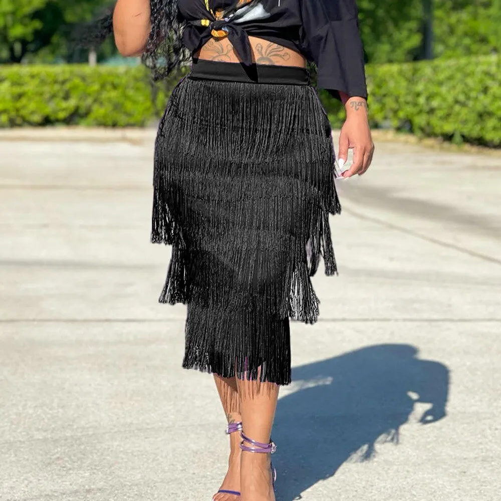 Tassel Fringe Bodycon Pencil Skirts