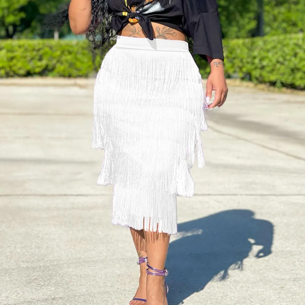 Tassel Fringe Bodycon Pencil Skirts
