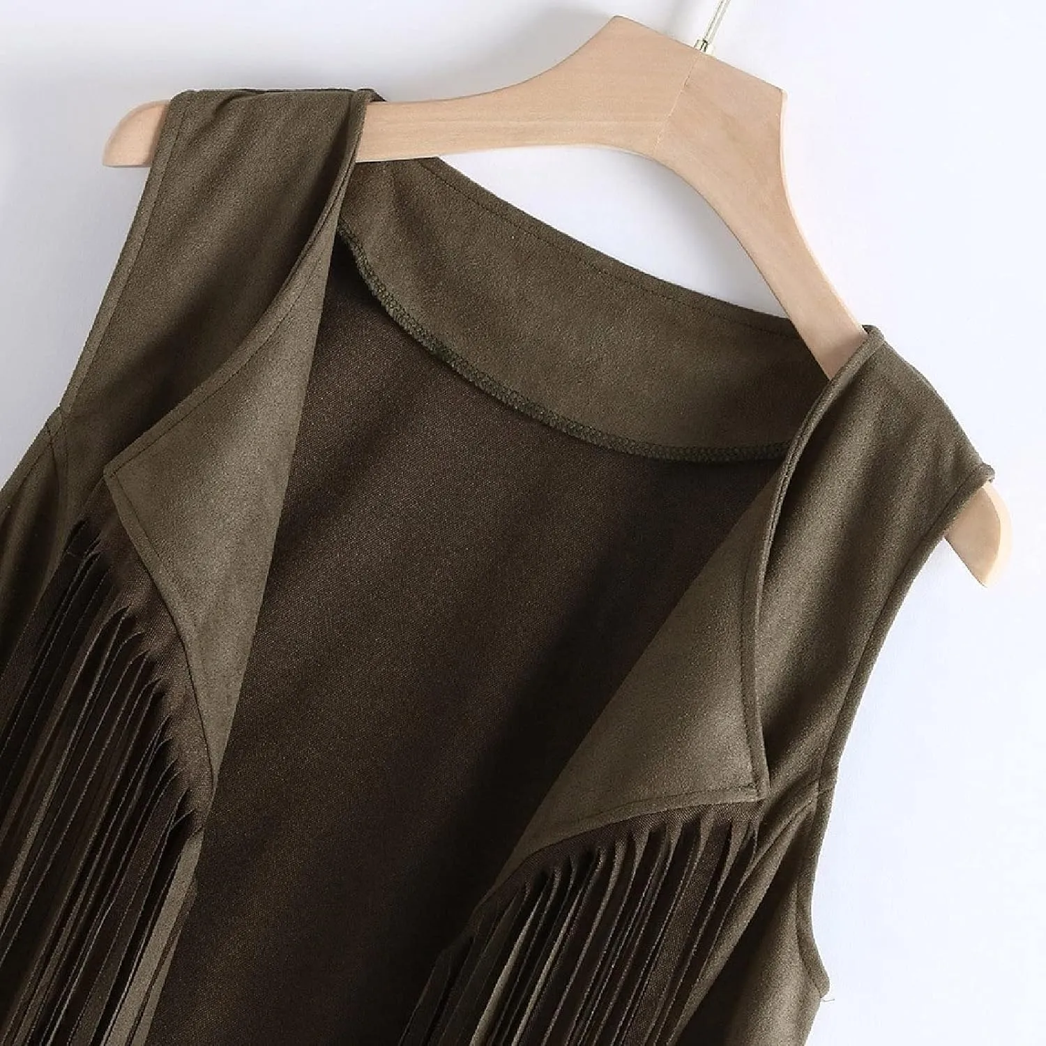 Tassel Sleeveless Vest for Women 70s Hippie Faux Suede Fringe Jacket Open Front Gilet Cardigan Vintage Boho Waistcoat