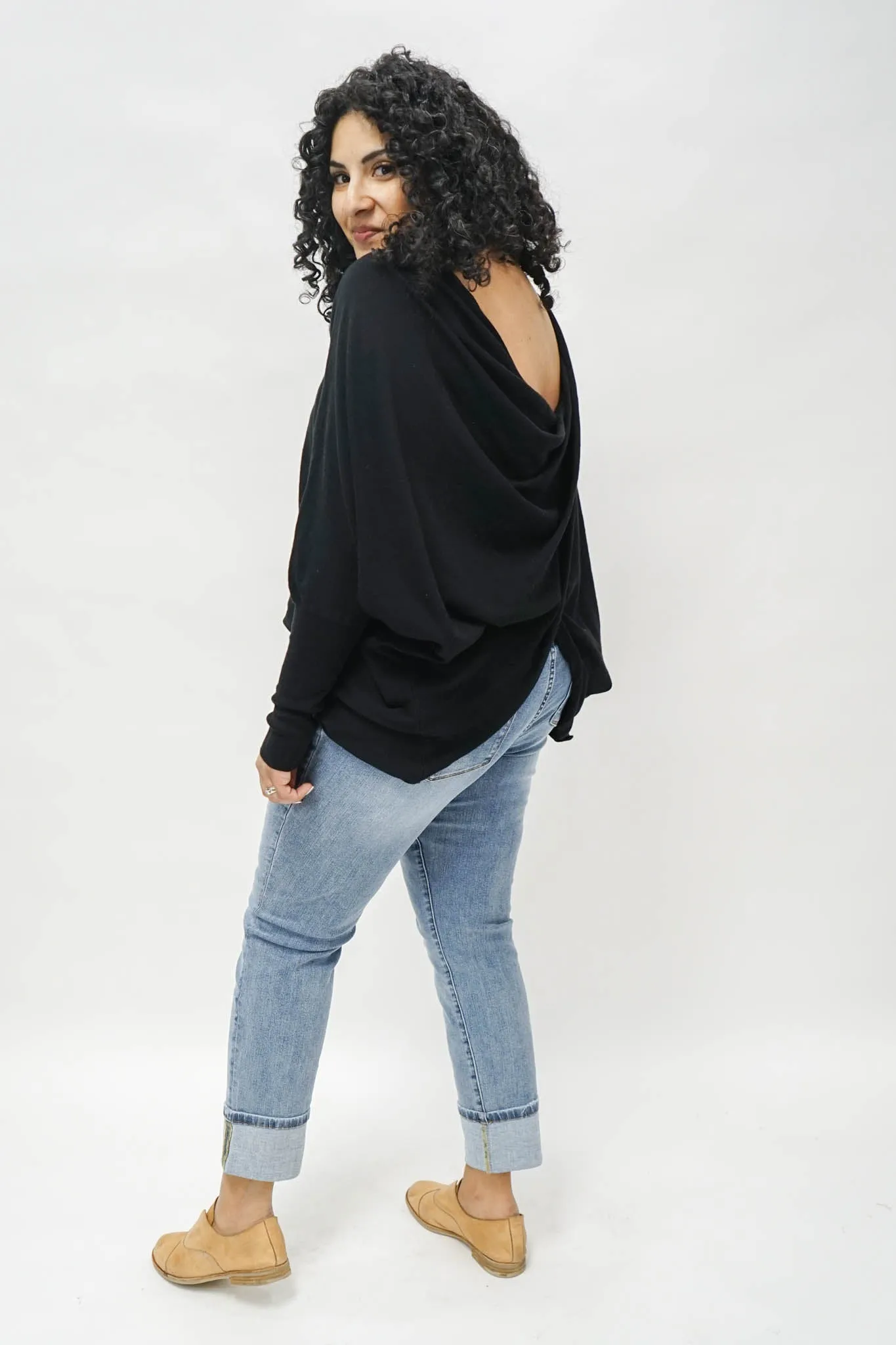 Tatum Twist Back Sweater in Black